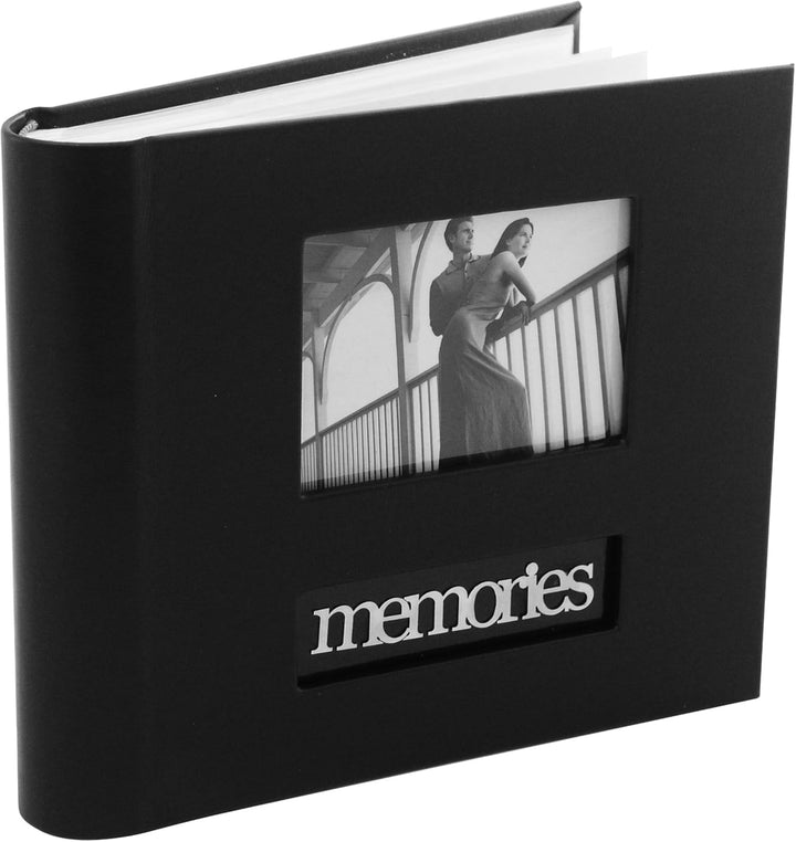 International Designs Memories Cursive 2-Up with Memo Space Photo Album, 160-4X6, Black