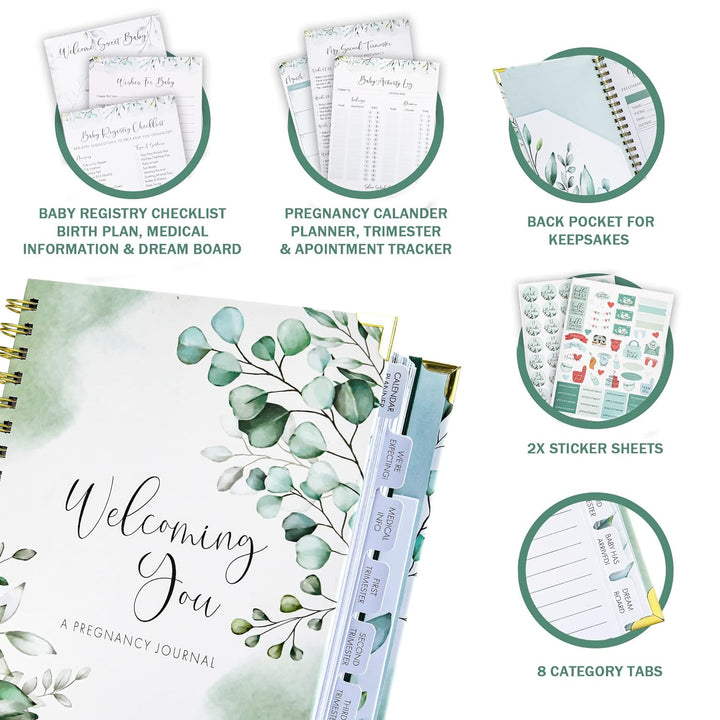 Pregnancy Journal and Memory Book with Stickers and Keepsake Pocket - Lovely Must Have Gift for First Time Moms to Be - the Perfect Planner to Track Your Little Ones Life-Changing Journey