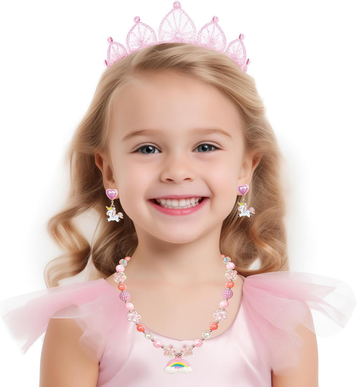 12 Pairs Clip on Earrings Girl Party Favor Princess Clip on Earrings Pretend Play Unicorn Earrings for Little Girl Kids Toddlers Jewelry Set