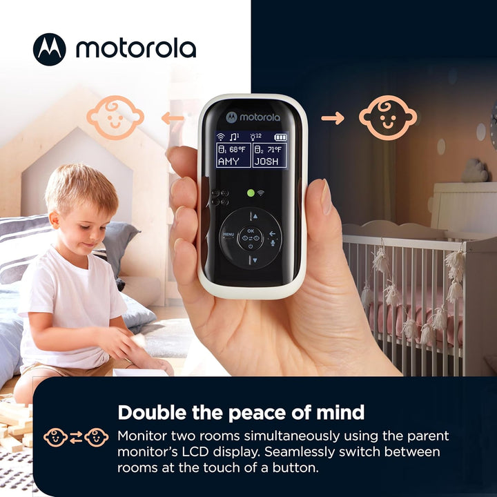 PIP15 Audio Baby Monitor, Dual Room HD Infant Monitor with Nightlight, 1500 Ft. Range, Two-Way Talk, Includes Parent Unit, 2 Monitors