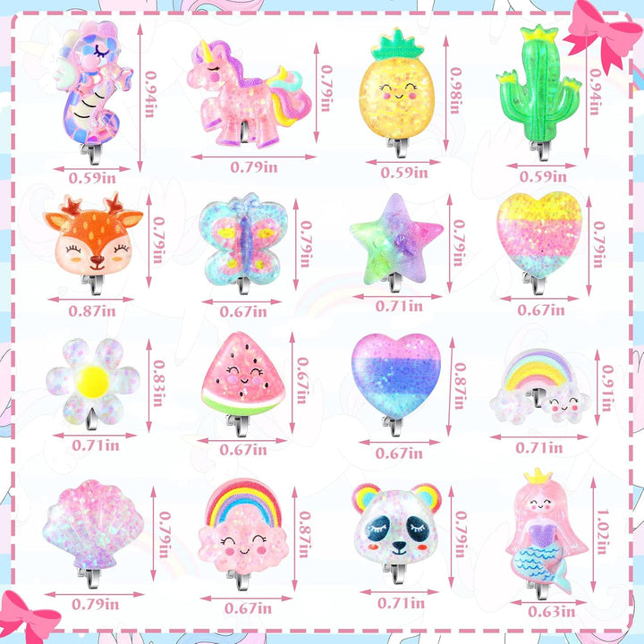 16 Pairs Kids Clip on Earrings for Girls Cute Unicorn Mermaid Non Pierced Clip on Earrings for Kid Little Girl