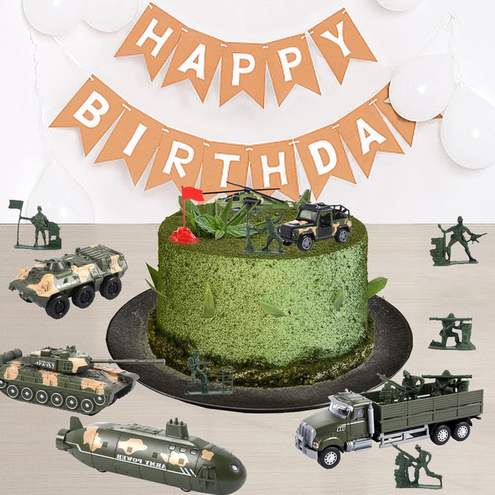 Military Vehicle Set Assorted Army Model Car Helicopter Submarine Tank Armored Car Panzer Transport Truck with Army Men Action Figures Soldiers Die Cast Alloy Metal Pull Back Toys for Kids