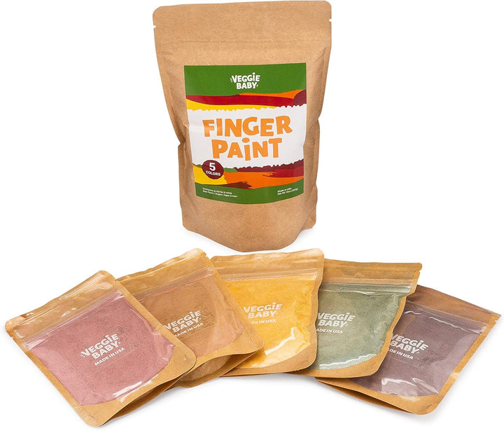 Vegan Finger Paints for Toddlers, Organic Baby Safe Coloring, Play, Made in USA (5 Colors)