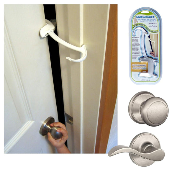 Child Proof Door Lock & Pinch Guard - for Door Knobs & Lever Handles - Easy to Install - No Tools or Tape Required - Baby Safety Door Lock for Kids - Very Portable - Great for Dogs & Cats
