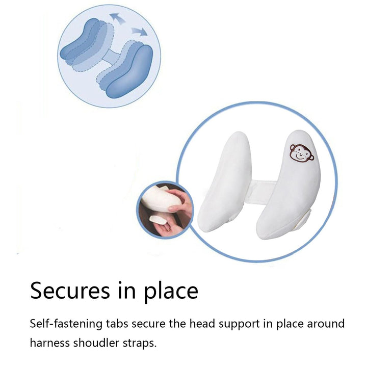 Blue Baby Travel Pillow for Car Seat, Stroller- Adjustable Infant Head Neck Support Pillow, Soft Banana Baby Travel Head Supported for Gift