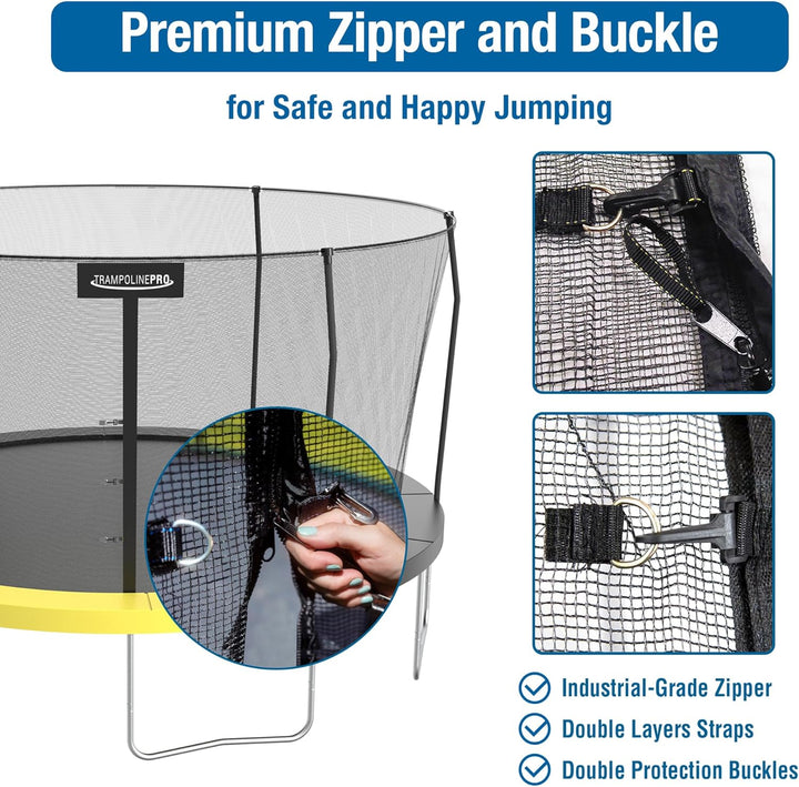 14Ft & 15Ft Universal Trampoline Net Replacement, Safety Enclosure Net for 6 or 8 Straight/Angled Poles, 14Ft & 15Ft round Frame