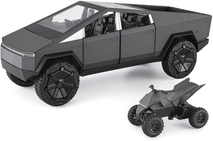 1/24 Pickup Trailer Model Car, Alloy Pick-Up Truck Model Toy with Sound/Light/Pull-Back, Birthday Gift for Kids Friends Collectors (Gray Off-Road Pickups)