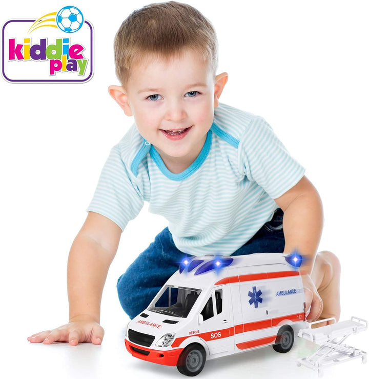 Ambulance Toy with Lights and Sound Friction Powered Emergency & Rescue Vehicle Set Doors That Open and a Stretcher