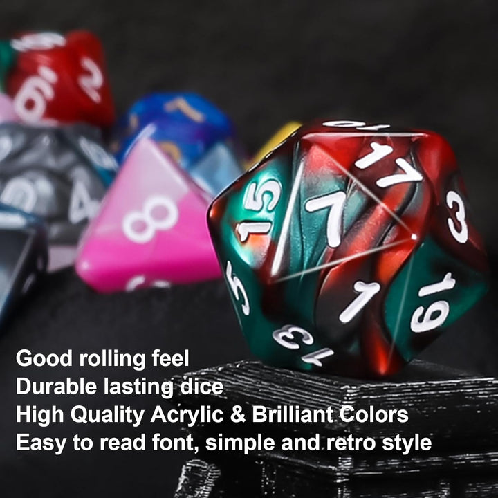 DND Dice Sets - 6 X 7 Polyhedral Dice (42Pcs) with 6 Drawstring Bags for Dungeons and Dragons, RPG, Mtg,Role Playing Table Game