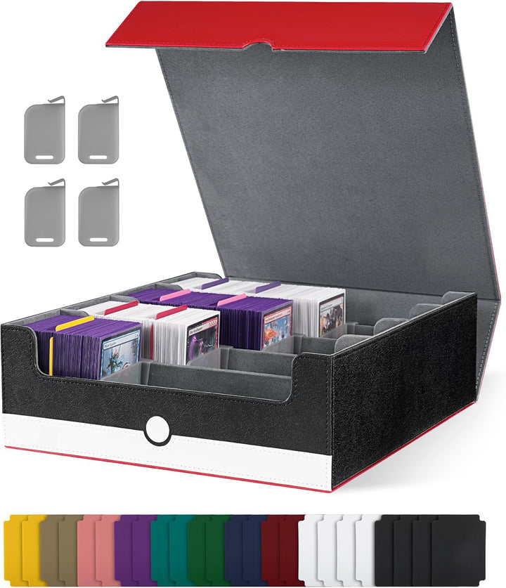 Card Storage Box for Trading Cards, 1800+ PU Leather Commander Card Deck Case, Magnetic Closure Card Holder Fits for Magic Game Cards (Black)