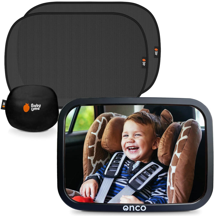 Baby Car Mirror Rear Facing - Double Award-Winning Convex Car Mirror for Baby, 100% Shatterproof & Shakeproof with 360° Rotation, Newborn Essentials (9.6 X 6.9 In)