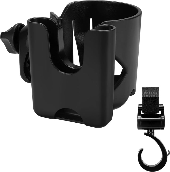 Universal Cup Holder, Stroller Cup Holder, 360° Rotatable Large Caliber Designed Bottle Holder for Stroller, Bike, Wheelchair, Walker, Scooter, Black