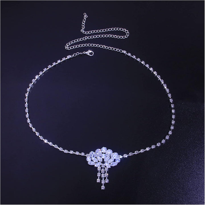 Rhinestone Chain Zircon Crystal Forehead Chain for Women Luxury Jewelry Bridal Headwear Wedding Hair Accessories(Silver Plated)
