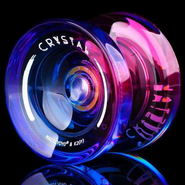 K2 Crystal Responsive Yoyo for Kids 8-12, Professional Fingerspin Trick Yoyo for Advanced, Dual Purpose Mode with Unresponsive Bearing+12 Yo Yo Strings+Yo-Yo Case Bag (Pink Purple Gradient)