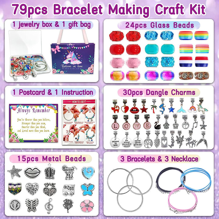 Charm Bracelet/Jewelry Making Kits for Kids Girls,Unicorn Birthday Gifts,Arts Crafts Toys for 5 6 7 8 9 12 Years Old Girls