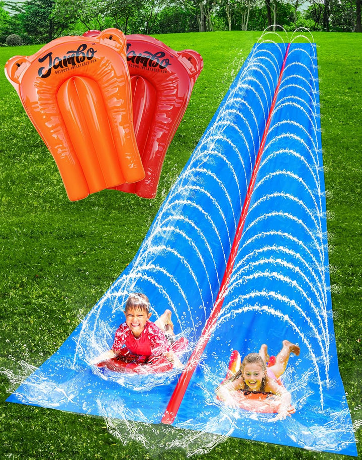 XL 20Ft Premium Slip Splash and Slide with 3 Bodyboards, Heavy Duty Water Slide- Advanced 3-Way Water Sprinkler System, Backyard Waterslide Outdoor Water Toys N Slides for Kids Splash Pad