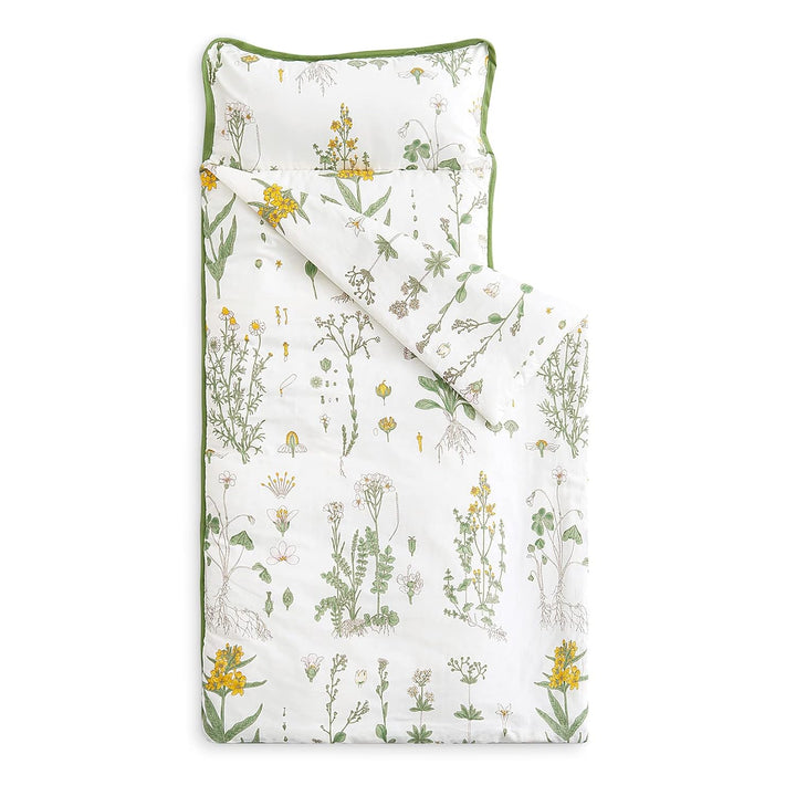 - Toddler Nap Mat with Pillow and Blanket, 100% Cotton Fabric, for Kids Girls in Daycare Kindergarten Preschool, Floral Botanical Flowers, Light Pink, Standard