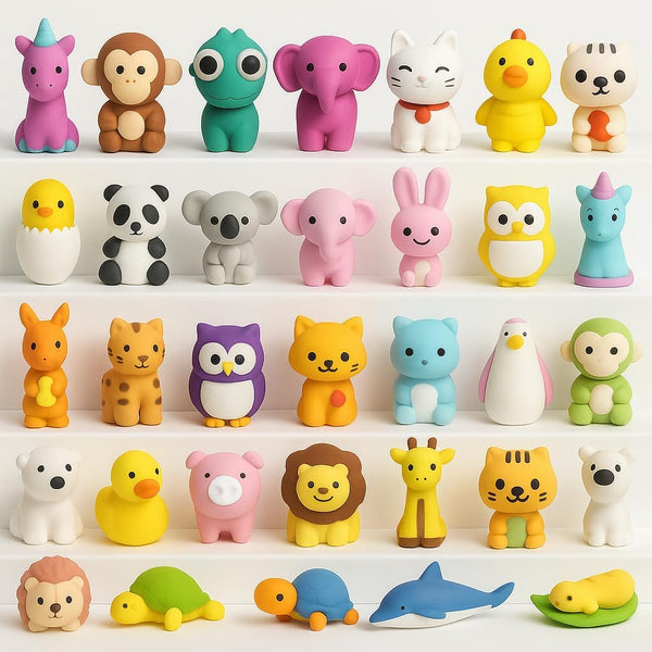 Animal Erasers for Kids 60 Pcs Fun Erasers Creative Desk Pets Cute Erasers for Classroom Mini Erasers for Kids - Bulk Erasers for School Rewards Prizes Carnival Gifts Mixed Color