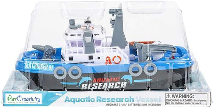 Aquatic Research Vessel, Battery-Operated Toy Ship for Kids, Floats in Water, Floating Bathtub and Pool Toy for Boys and Girls, Best Birthday Gift for Children