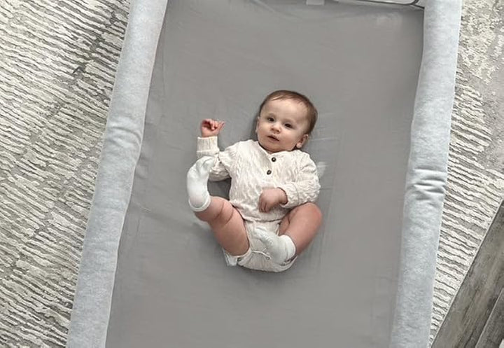 Fitted Sheets for Travel Crib & Play Yard Floor Pad (2-Pack) - Ultra-Breathable, Washable and Ultra-Soft, 100% Muslin Cotton, 34" X 48", Grey