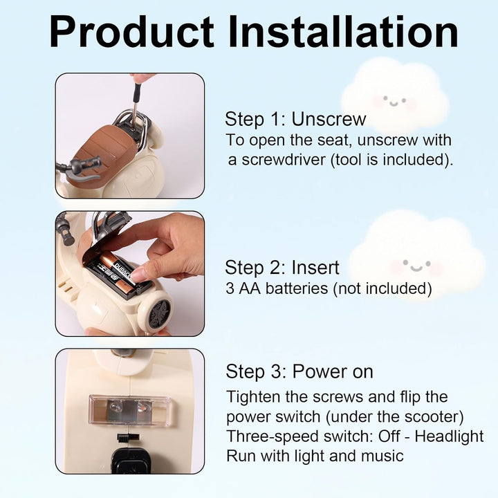 Mini Scooter Toy, Interactive Model Doll Car Accessories with Music and Light Toy Vehicle for Dolls Motorcycle Rotating Desktop Decoration Ornament