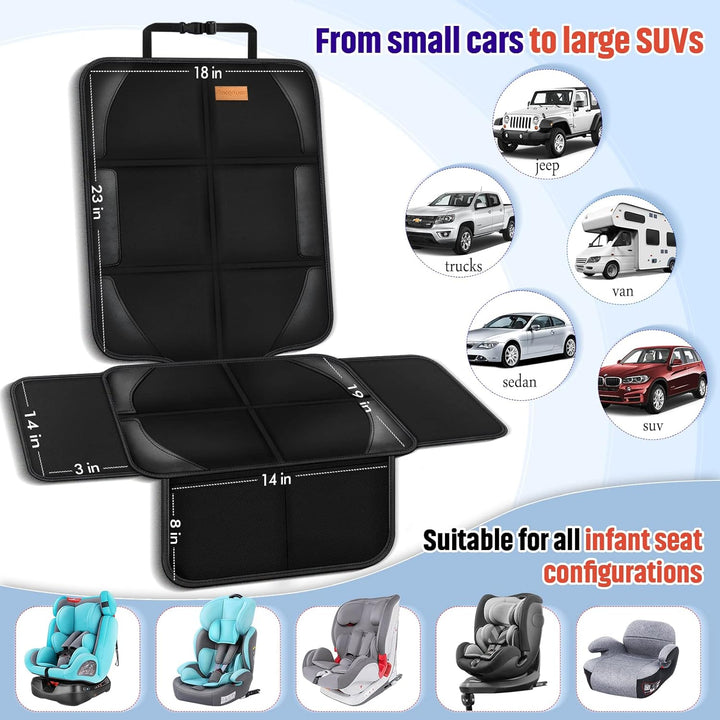 Car Seat Protector, 2 Pack of Seat Protectors, Thickest Padded 600D Fabric Padding, Waterproof, Durable, anti Slip Backing, Child Seat Protection, Suitable for Babies, Toddlers, Children