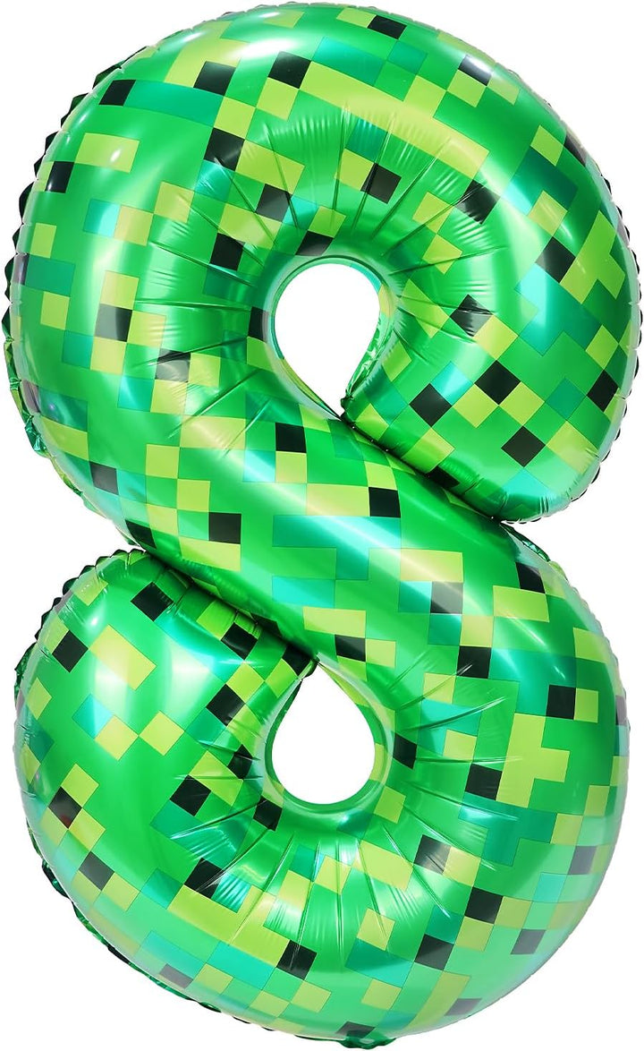 TNT Pixel Happy Birthday Banner Party Decorations Foil Balloons Letters Signs Blast Gaming Party Miner Supplies for Boy Girl