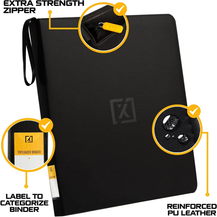 Toploader Binder | Holds 252 Toploaders | 20 Toploaders INCLUDED | 9-Pocket | Ringless Double-Sided Pockets for TCG, Sports | Premium Top Loader Storage