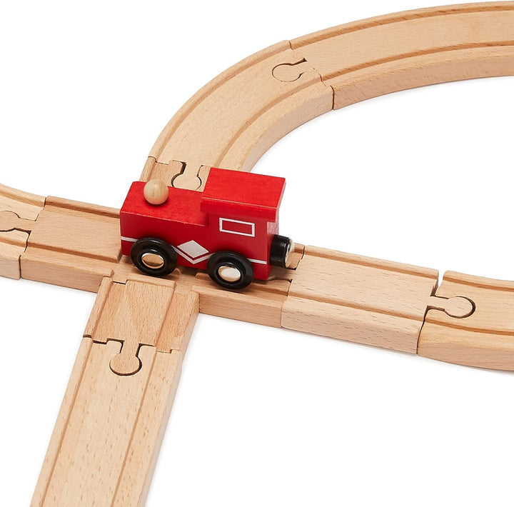 65-Piece Wooden Train Railway Construction Set with Track - Compatible and Train Railroad, Wooden Toys for Kids, Gift for Age 3Y+
