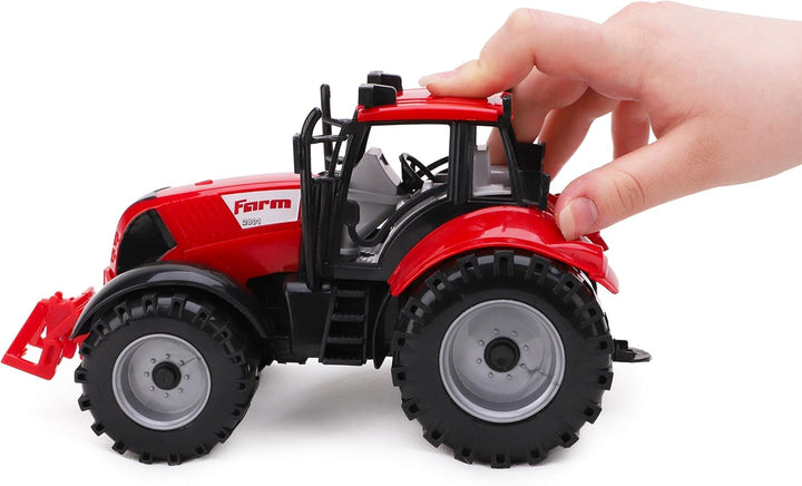 ⓡ Friction Powered Farm Tractor with Opening Bonnet - Available in Pink, Blue, Red & Green (RED)