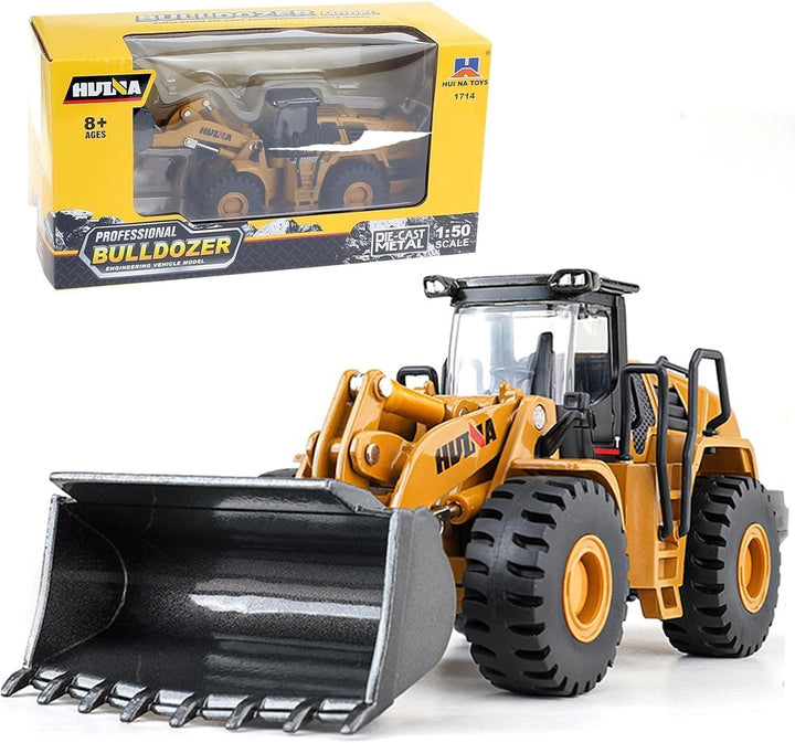Mechanical Loader Toy, Construction Vehicle Wheeled Loader 1/50 Scale Skid Steer Loader Toy, Bulldozer Shovel Engineering Vehicle Alloy Models for Kids, Collection and Decoration House