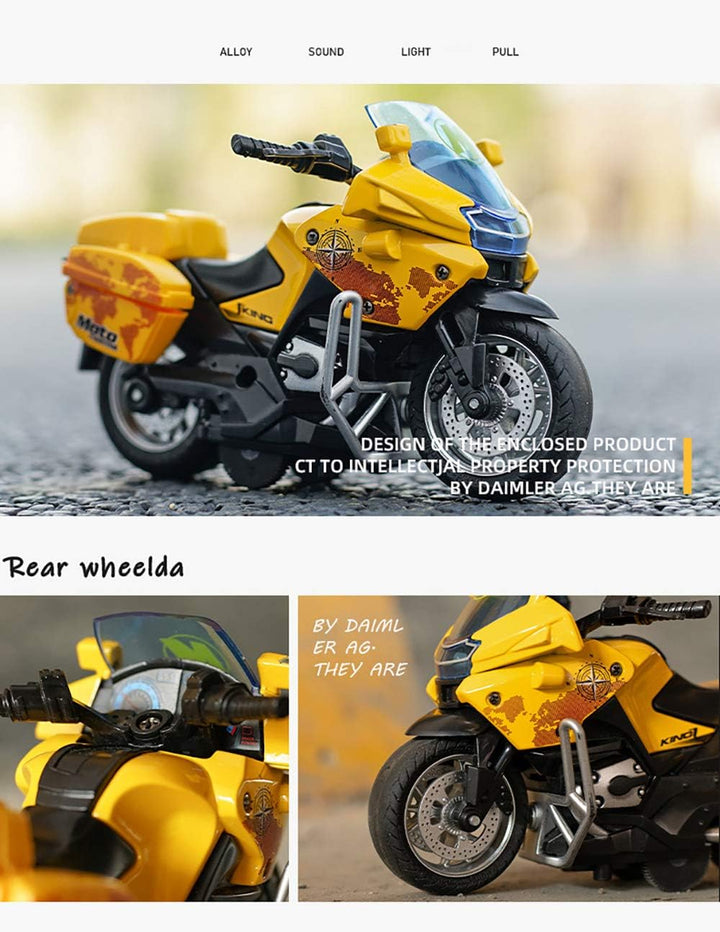 Police Motorcycle Toy - Pull Back Toy Motorcycle with Sound and Light Toy,Toy Motorcycles for Boy,Toys for 3-9 Year Old Boys (Blue)