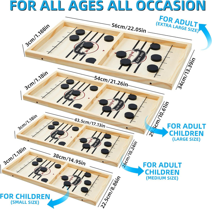 Fast Sling Puck Game - Fast Action Super Foosball Table Desktop Battle Slingshot Wooden Air Hockey Board Game -Guaranteed Fun for Family Game Night or Friends Party