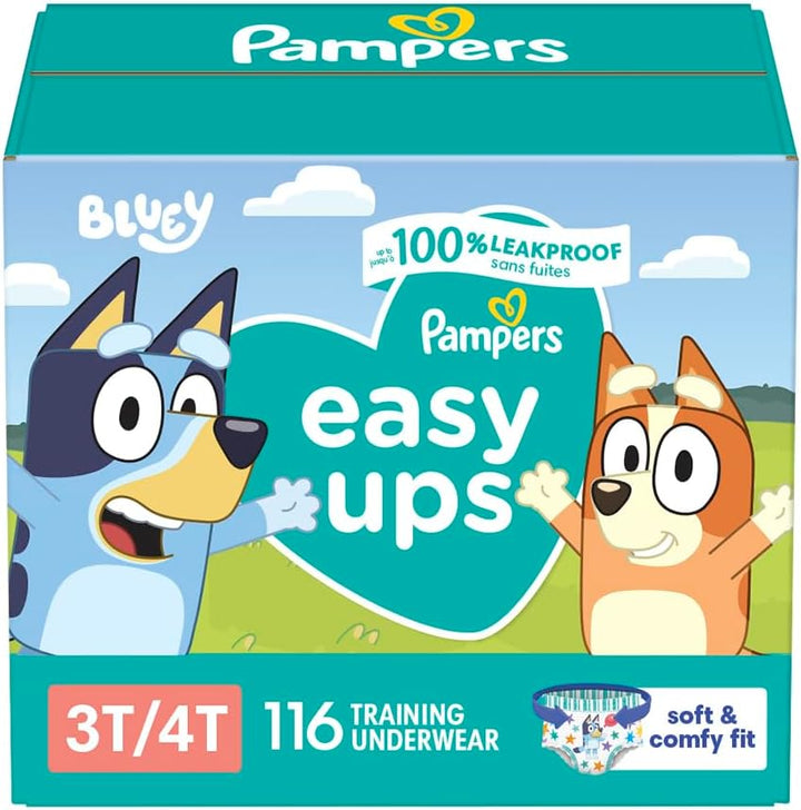Training Pants - Easy Ups Boys & Girls Bluey - Size 3T-4T, 124 Count, Children'S Potty Underwear (Packaging May Vary)
