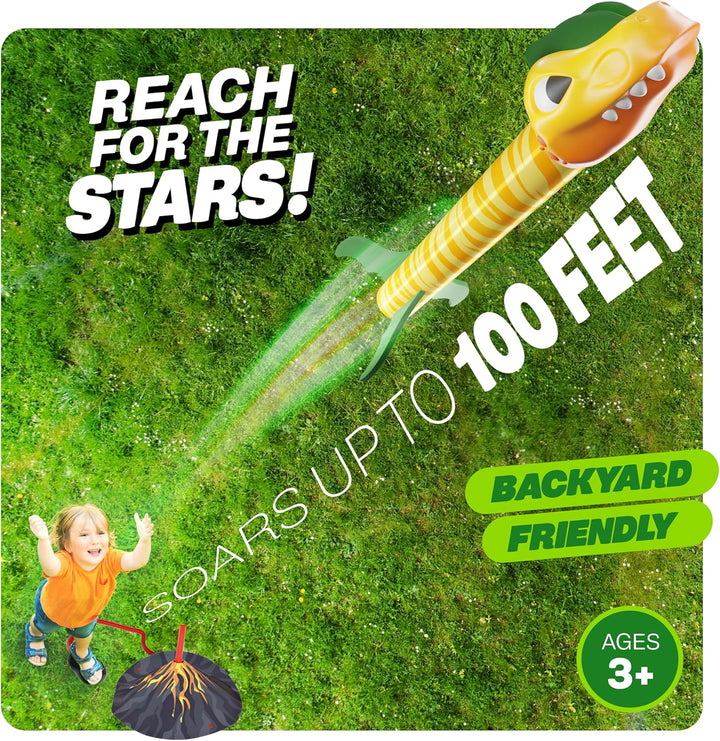 Dinosaur Toy Rocket Launcher for Kids - Toys for Kids 3-5 5-7 4-6 - Outdoor Toys for Kid Ages 4-8 - 3 4 Year Old Boy Birthday Gift - Gifts for Boys Age 3 4 5 6 Years - outside Toy for Toddlers