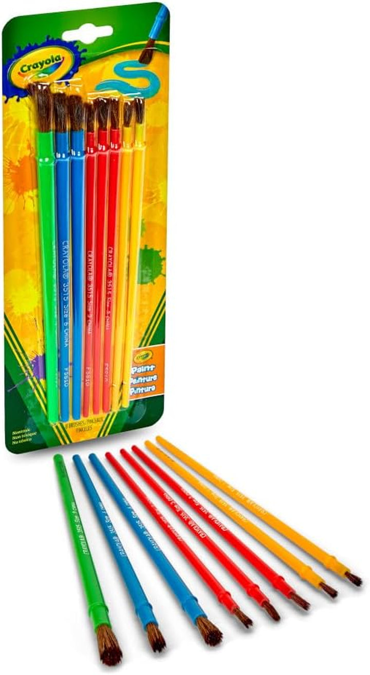 Kids Paint Brush Set (8Ct), Painting Supplies for Kids, Assorted Sizes, Kids Arts & Crafts Supplies for Elementary & Preschool