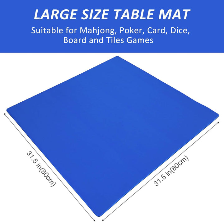 Large Mahjong Mat with Black Carrying Bag (Blue,31.5 Inches), anti Slip and Noise Reduction Table Cover for Mahjong, Poker, Card Games, Dominoes, Board Games, Slip Resistant Mat