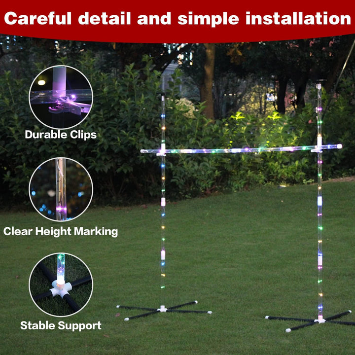 Outdoor Games Yard Games for Adult Family Kids, 2 in 1 Limbo Games with Led Light, Perfect for Camping, Beach, Lawn