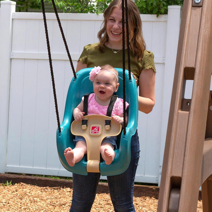 Infant to Toddler Swing, Baby Outdoor Swing, Backyard Bucket Style Swing Seat, Secure Harness, outside Weather-Resistant Rope, Attach to Playset, for Toddlers 9 Months -3 Years Old