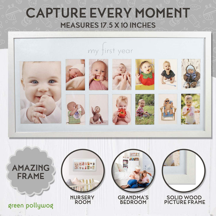 | Baby'S First Year Frame | Collage Frame for Baby in White | 12 Month Picture Frame | Milestone Photos | First Year Picture Mat | My First Year Photographs