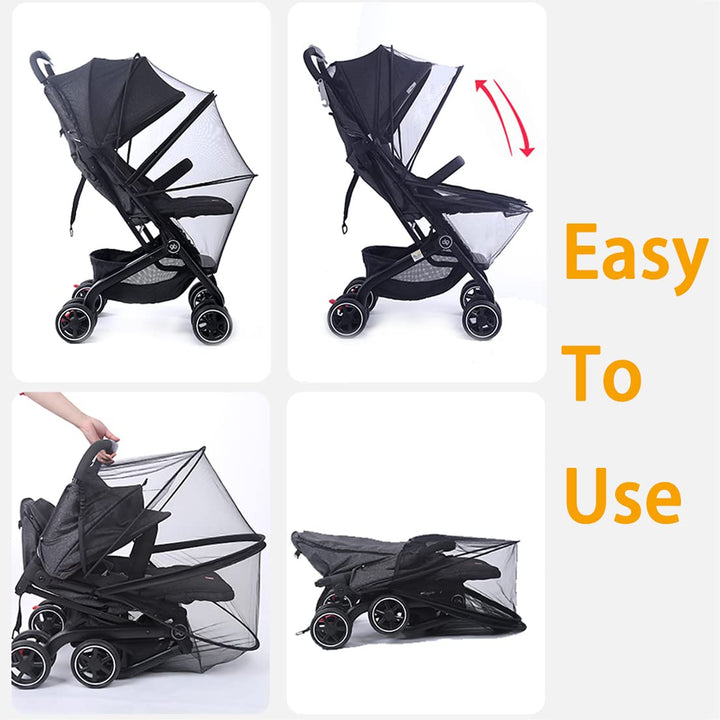 Universal Mosquito Net for Stroller, Baby Bug Net with Two-Way Zippers & Storage Bag, Breathable & Foldable Mosquito Nets for Strollers, Car Seat, Bassinet, Cradle, Portable Mini Crib, Black