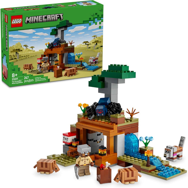 Minecraft the Armadillo Mine Expedition Toy Figures and Playset - Building Minecraft Toy for Kids, Boys and Girls, Ages 8+ - with Gaming Figures for Pretend Play - Gift Idea for Birthdays - 21269