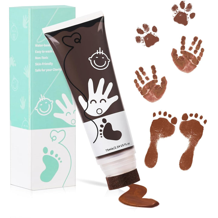 75Ml Black Baby Hand and Footprint Ink Kit, Baby Handprint Footprint Paint for Newborn Keepsake, Dog Cat Paw Print Kit, Washable, Non Toxic Acid-Free, Safe Gentle for Ideal New Mom Gifts