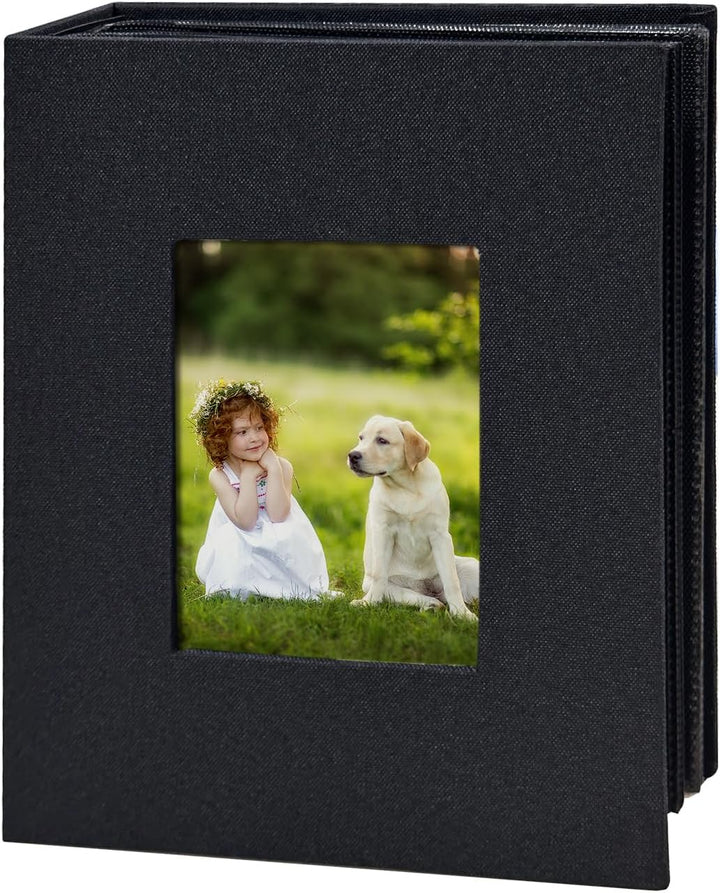 Photo Album 4X6 100 Pockets, Linen Cover Top Loader Vertical, Slip-In Picture Grey Pockets Albums for Wedding, Family, Anniversary, Baby, Vacation