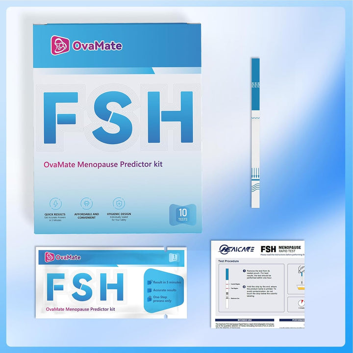 Menopause Rapid Test, FSH Hormone Test for Women at Home, Hormone Balance Test Strips with Optimal Sensitivity, Calculator APP (For Ios & Android) Accurately Track. 10 Pieces.