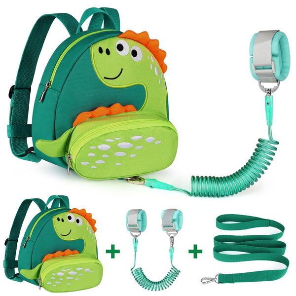 Toddler Harness Backpack Leash, Cute Dinosaur Backpacks with anti Lost Wrist Link, Cute Mini Child Backpack Wristband Tether Strap and Protection Leashes for Boys Girls Aged 1-3 Years