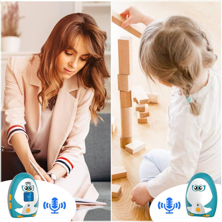 Audio Baby Monitor OL Portable, Talk Back Intercom, Long Range up to 1000 Ft, Temperature Monitoring and Warning, Lullabies, Vibration, LCD Display, 2 Cables 2 Sets of Rechargeable Battery