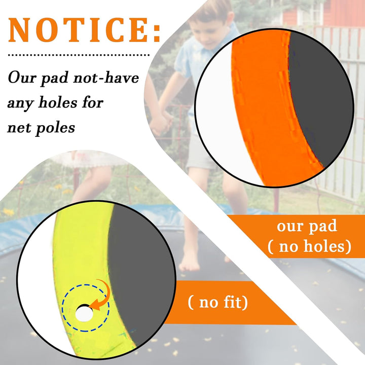 12FT 14FT 15FT Trampoline Pad Replacement Upgraded Trampoline Spring Cover, 16FT Foam Trampoline Safety Padding Round, Waterproof Tear-Resistant, No Holes for Pole