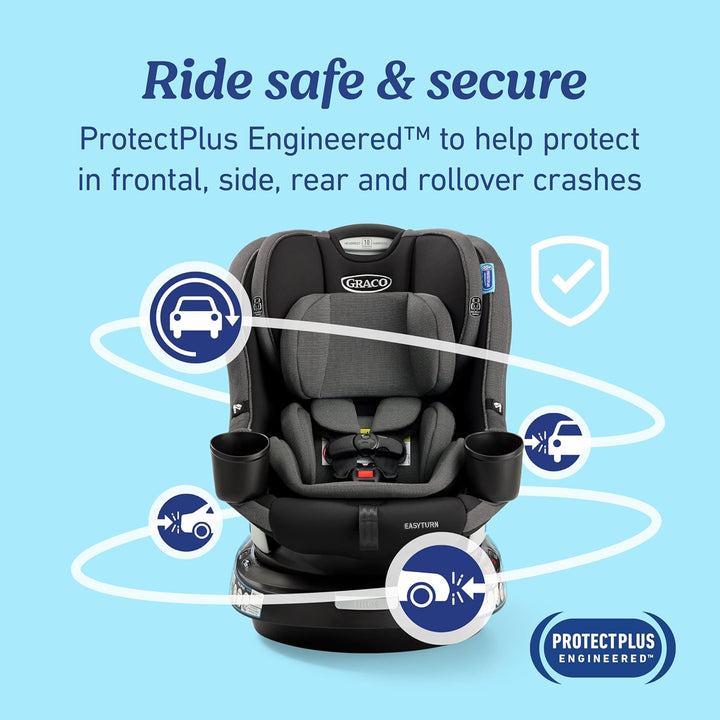Easyturn 360 2-In-1 Convertible Car Seat, 360 Degree Rotating Infant to Toddler Rotating Car Seat, 2 Modes Forward and Rear Facing, Slim Design, Cyran