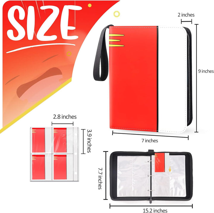 Card Binder 4 Pocket, Collectible Trading Card Albums Fits 400 Cards with 50 Removable Sleeves, Portable Trading Card Binder Collection Album Holder, Game Card Case Book with Zipper for Gifts, L-Green